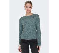 Rundhalspullover ONLY "ONLRICA LIFE L/S PULLOVER KNT NOOS", Damen, Gr. S, grün (sea moss detail:with melange), Strick, Obermaterial: 93% Polyester, 4% Nylon, 3% Elasthan, meliert, regular fit normal,