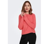 Rundhalspullover ONLY "ONLRICA LIFE L/S PULLOVER KNT NOOS", Damen, Gr. S, orange (sun kissed coral detail:melange), Strick, Obermaterial: 93% Polyester, 4% Nylon, 3% Elasthan, meliert, regular fit nor