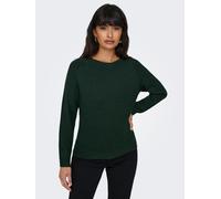 Rundhalspullover ONLY "ONLRICA LIFE L/S PULLOVER KNT NOOS", Damen, Gr. S, scarab detail:melange, Strick, Obermaterial: 93% Polyester, 4% Nylon, 3% Elasthan, meliert, regular fit normal, Rundhals, Ripp
