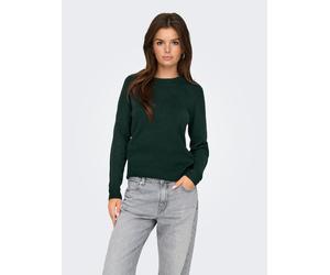 Rundhalspullover ONLY "ONLRICA LIFE L/S PULLOVER KNT NOOS", Damen, Gr. XS, grün (scarab detail:melange), Strick, Obermaterial: 93% Polyester, 4% Nylon, 3% Elasthan, meliert, regular fit normal, Rundha