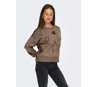 Rundhalspullover ONLY "ONLROSIE LS O-NECK GLITTER KNT", Damen, Gr. XS, braun (cocoa créme pattern:mel, cobber glitter rockstars), Strick, Obermaterial: 47% Polyacryl, 33% metallisierte Fasern, 20% Pol