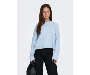 Rundhalspullover ONLY "ONLSIMONI L/S O-NECK PULLOVER KNT NOOS", Damen, Gr. L, cashmere blau detail:melange, Strick, Obermaterial: 74% Polyacryl, 24% Polyester, 2% Elasthan, meliert, regular fit normal