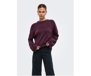 Rundhalspullover ONLY "ONLSIMONI L/S O-NECK PULLOVER KNT NOOS", Damen, Gr. L, lila (mauve wine detail:melange), Strick, Obermaterial: 74% Polyacryl, 24% Polyester, 2% Elasthan, meliert, regular fit no