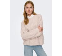 Rundhalspullover ONLY "ONLSIMONI L/S O-NECK PULLOVER KNT NOOS", Damen, Gr. L, rosa (pumice stone detail:melange), Strick, Obermaterial: 74% Polyacryl, 24% Polyester, 2% Elasthan, meliert, regular fit