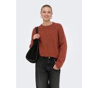 Rundhalspullover ONLY "ONLSIMONI L/S O-NECK PULLOVER KNT NOOS", Damen, Gr. L, rot (picante detail:melange), Strick, Obermaterial: 74% Polyacryl, 24% Polyester, 2% Elasthan, meliert, regular fit normal