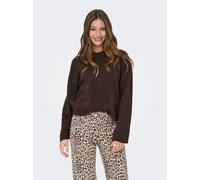 Rundhalspullover ONLY "ONLSIMONI L/S O-NECK PULLOVER KNT NOOS", Damen, Gr. M, braun (coffee bean detail:melange), Strick, Obermaterial: 74% Polyacryl, 24% Polyester, 2% Elasthan, meliert, regular fit
