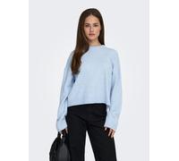 Rundhalspullover ONLY "ONLSIMONI L/S O-NECK PULLOVER KNT NOOS", Damen, Gr. M, cashmere blau detail:melange, Strick, Obermaterial: 74% Polyacryl, 24% Polyester, 2% Elasthan, meliert, regular fit normal