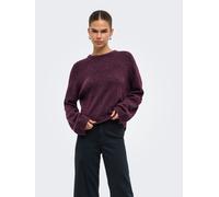 Rundhalspullover ONLY "ONLSIMONI L/S O-NECK PULLOVER KNT NOOS", Damen, Gr. S, lila (mauve wine detail:melange), Strick, Obermaterial: 74% Polyacryl, 24% Polyester, 2% Elasthan, meliert, regular fit no