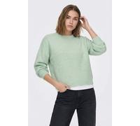 Rundhalspullover ONLY "ONLSIMONI L/S O-NECK PULLOVER KNT NOOS", Damen, Gr. XS, ether detail:melange, Strick, Obermaterial: 74% Polyacryl, 24% Polyester, 2% Elasthan, meliert, regular fit normal, Rundh