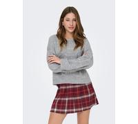 Rundhalspullover ONLY "ONLSIMONI L/S O-NECK PULLOVER KNT NOOS", Damen, Gr. XS, grau (medium grau melange), Strick, Obermaterial: 74% Polyacryl, 24% Polyester, 2% Elasthan, unifarben, regular fit norma