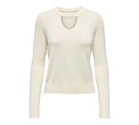 Rundhalspullover ONLY "ONLVENICE LIFE LS PEEKABOO BLING CC KNT", Damen, Gr. S, beige (baby's breath detail:silber bling), Strick, Obermaterial: 82% Viskose, 16% Nylon, 2% Elasthan, unifarben, regular