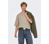 Rundhalspullover ONLY & SONS "ONSGIVO REG 12 SS CREW KNIT NOOS", Herren, Gr. M, string, Strick, Obermaterial: 100% Baumwolle, unifarben, regular fit normal, Rundhals, Pullover Rundhalspullover, Baumwo