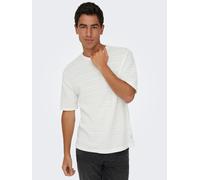 Rundhalspullover ONLY & SONS "ONSGIVO REG 12 SS CREW KNIT NOOS", Herren, Gr. XL, weiß (cloud dancer), Strick, Obermaterial: 100% Baumwolle, unifarben, regular fit normal, Rundhals, Pullover Rundhalspu