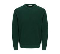 Rundhalspullover ONLY & SONS "ONSTONY DS 12 LS WAFFLE CREW KNIT", Herren, Gr. M, grün (pine grove), Strick, Obermaterial: 100% Baumwolle, unifarben, relaxed fit normal, Rundhals, Bündchen, Pullover Ru