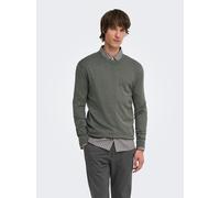 Rundhalspullover ONLY & SONS "ONSWYLER LIFE REG 14 LS CREW KNIT NOOS", Herren, Gr. XL, grün (beluga), Feinstrick, Obermaterial: 78% Viskose, 22% Polyester, meliert, regular fit normal, Rundhals, Rippb