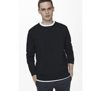 Rundhalspullover ONLY & SONS "WYLER LIFE CREW KNIT", Herren, Gr. L, blau (navy), Strick, Obermaterial: 78% Viskose, 22% Polyester, normal normal, Rundhals, Bündchen, Pullover Rundhalspullover (1622784