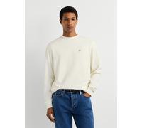 Rundhalspullover PEPE JEANS "DANIELS", Herren, Gr. L, weiß (sanftes weiß), Strick, Obermaterial: 100% Baumwolle, unifarben, regular fit hüftbedeckend, Rundhals, Rippstrickbündchen, Pullover Rundhalspu