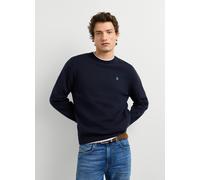 Rundhalspullover PEPE JEANS "DANIELS", Herren, Gr. XL, blau (deep sea blau), Strick, Obermaterial: 100% Baumwolle, unifarben, regular fit hüftbedeckend, Rundhals, Rippstrickbündchen, Pullover Rundhals