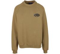 Rundhalspullover PEQUS "PEQUS PEQUS Mythic Chest Logo Sweater", Herren, Gr. S, olive grün, 100% Baumwolle, mehrfarbig, normal, Rundhals, Pullover Rundhalspullover (90272845-S) olive grün
