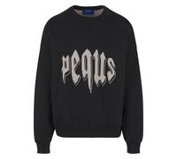 Rundhalspullover PEQUS "PEQUS PEQUS Mythic Knit Sweater", Herren, Gr. M, schwarz, 100% Baumwolle, mehrfarbig, oversize, Rundhals, Pullover Rundhalspullover (15289928-M) schwarz
