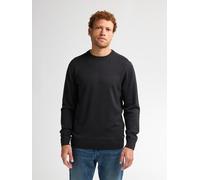 Rundhalspullover PETROL INDUSTRIES, Herren, Gr. L, schwarz (deep schwarz), Strick, Obermaterial: 50% Baumwolle, 50% Polyacryl, regular fit hüftbedeckend, Rundhals, Bündchen, Pullover Rundhalspullover,