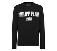 Rundhalspullover PHILIPP PLEIN "Rundhalspullover", Herren, Gr. S, 02, schwarz, Obermaterial: 80% Baumwolle, 20% Wolle, Pullover Rundhalspullover (11008551-S) 02, schwarz