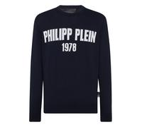 Rundhalspullover PHILIPP PLEIN "Rundhalspullover", Herren, Gr. S, 24, navy, Obermaterial: 80% Baumwolle, 20% Wolle, Pullover Rundhalspullover (51701719-S) 24, navy