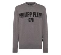 Rundhalspullover PHILIPP PLEIN "Rundhalspullover", Herren, Gr. XL, 10, grau, Obermaterial: 80% Baumwolle, 20% Wolle, Pullover Rundhalspullover (31687605-XL) 10, grau