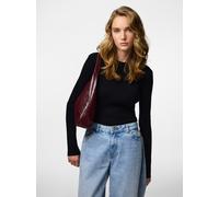 Rundhalspullover PIECES "PCMIRA NEW LS O-NECK KNIT NOOS BC", Damen, Gr. M, schwarz, Strick, Obermaterial: 50% Viskose, 28% Polyester, 22% Nylon, unifarben, slim fit normal, Rundhals, Pullover Rundhals