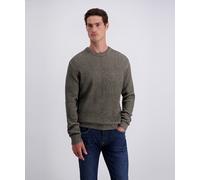 Rundhalspullover PIERRE CARDIN "Strick RH", Herren, Gr. L, grau (beluga gray), Strick, Obermaterial: 100% Baumwolle, meliert, normal, Rundhals, Bündchen, Pullover Rundhalspullover, Waffelmuster (69372