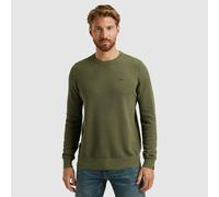 Rundhalspullover PME LEGEND, Damen, Gr. L, oil grün, Strick, Obermaterial: 50% Baumwolle, 50% Modal, unifarben, regular fit normal, Rundhals, Rippbündchen, Pullover Rundhalspullover, mit Logo Stickere