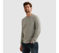 Rundhalspullover PME LEGEND, Herren, Gr. L, light grau melee, Strick, Obermaterial: 50% Baumwolle, 50% Modal, unifarben, regular fit normal, Rundhals, Rippbündchen, Pullover Rundhalspullover, mit Logo
