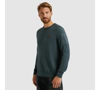 Rundhalspullover PME LEGEND, Herren, Gr. M, blau (stargazer), Strick, Obermaterial: 100% Baumwolle, unifarben, regular fit normal, Rundhals, Rippbündchen, Pullover Rundhalspullover, mit Logo Stickerei