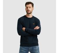 Rundhalspullover PME LEGEND, Herren, Gr. XXL, blau (sky captain), Web, Obermaterial: 100% Baumwolle, unifarben, regular fit normal, Rundhals, Rippbündchen, Pullover Rundhalspullover, mit Logo Stickere