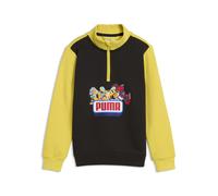 Rundhalspullover PUMA "PUMA x TRANSFORMERS Graphic Sweatshirt mit Reißverschluss bis", Jungen, Gr. 104, gelb (schwarz), Obermaterial: 32% Polyester, 68% Baumwolle. Rippe: 3% Elasthan, 97% Baumwolle, r