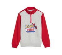 Rundhalspullover PUMA "PUMA x TRANSFORMERS Graphic Sweatshirt mit Reißverschluss bis", Jungen, Gr. 110, rot (chambray blau), Obermaterial: 32% Polyester, 68% Baumwolle. Rippe: 3% Elasthan, 97% Baumwol