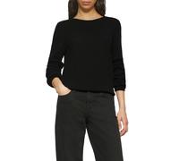 Rundhalspullover QS, Damen, Gr. L, schwarz, Strick, Obermaterial: 60% Viskose, 40% Baumwolle, unifarben, regular fit taillenbedeckt, Rundhals, Rippbündchen, Pullover Rundhalspullover, in Strick-Optik