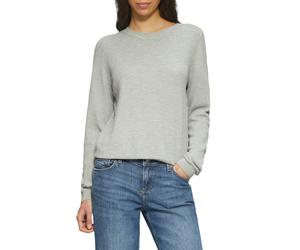 Rundhalspullover QS, Damen, Gr. S, grau (light grau), Strick, Obermaterial: 60% Viskose, 40% Baumwolle, unifarben, regular fit taillenbedeckt, Rundhals, Rippbündchen, Pullover Rundhalspullover, in Str