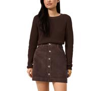 Rundhalspullover QS, Damen, Gr. XL, braun, Strick, Obermaterial: 50% Baumwolle, 50% Polyacryl, normal hüftlang, Rundhals, Raglanärmel Rollkante, Pullover Rundhalspullover, Rollkane an Ärmeln und Saum