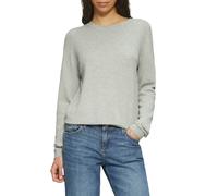 Rundhalspullover QS, Damen, Gr. XXL, grau (light grau), Strick, Obermaterial: 60% Viskose, 40% Baumwolle, unifarben, casual, regular fit taillenbedeckt, Rundhals, Langarm Rippbündchen, Pullover, in St