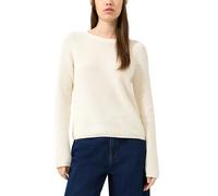 Rundhalspullover QS, Damen, Gr. XXL, weiß (ecru), Strick, Obermaterial: 50% Baumwolle, 50% Polyacryl, normal hüftlang, Rundhals, Raglanärmel Rollkante, Pullover Rundhalspullover, Rollkane an Ärmeln un