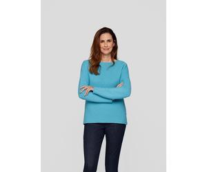 Rundhalspullover RABE, Damen, Gr. 44, puderblau, Strick, Obermaterial: 52% Polyester, 42% Baumwolle, 6% sonstige Fasern, unifarben, regular fit normal, Rundhals, Rollkante, Pullover Rundhalspullover,