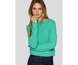 Rundhalspullover RABE, Damen, Gr. 44, smaragd, Strick, Obermaterial: 52% Polyester, 42% Baumwolle, 6% sonstige Fasern, unifarben, regular fit normal, Rundhals, Rollkante, Pullover Rundhalspullover, in