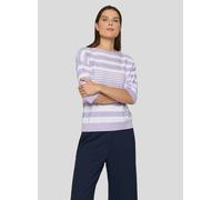 Rundhalspullover RABE, Damen, Gr. 46, flieder, Strick, Obermaterial: 50% Baumwolle, 50% Polyacryl, gestreift, regular fit normal, Rundhals, Rippbündchen, Pullover Rundhalspullover, mit Streifen Muster