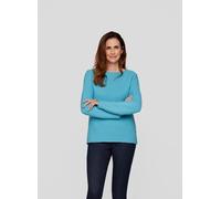 Rundhalspullover RABE, Damen, Gr. 48, puderblau, Strick, Obermaterial: 52% Polyester, 42% Baumwolle, 6% sonstige Fasern, unifarben, regular fit normal, Rundhals, Rollkante, Pullover Rundhalspullover,