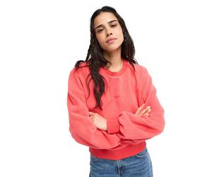 Rundhalspullover ROXY "Chill Story", Damen, Gr. L, pink (hibiscus), Obermaterial: 65% Polyester, 35% Baumwolle., Pullover Rundhalspullover (71252134-L) hibiscus