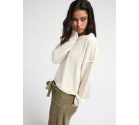 Rundhalspullover ROXY "SOMETHING CUTE", Damen, Gr. S, coconut milk, Obermaterial: 100% Polyacryl, unifarben, Rundhals, Pullover Rundhalspullover, mit Rollsaum, Langarm, unifarbenes Design (70844413-S)