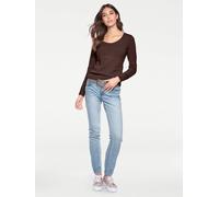 Rundhalspullover "Rundhals-Pullover", Damen, Gr. 34, braun (schokobraun), 100% Baumwolle, LINEA TESINI BY HEINE, unifarben, Pullover Rundhalspullover (67419602-34) schokobraun