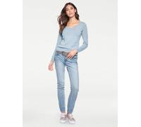 Rundhalspullover "Rundhals-Pullover", Damen, Gr. 38, blau (bleu), 100% Baumwolle, LINEA TESINI BY HEINE, unifarben, Pullover Rundhalspullover (49411060-38) bleu