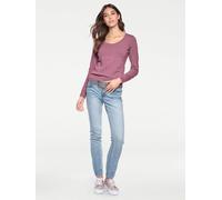 Rundhalspullover "Rundhals-Pullover", Damen, Gr. 38, lila (mauve), 100% Baumwolle, LINEA TESINI BY HEINE, unifarben, Pullover Rundhalspullover (59976260-38) mauve